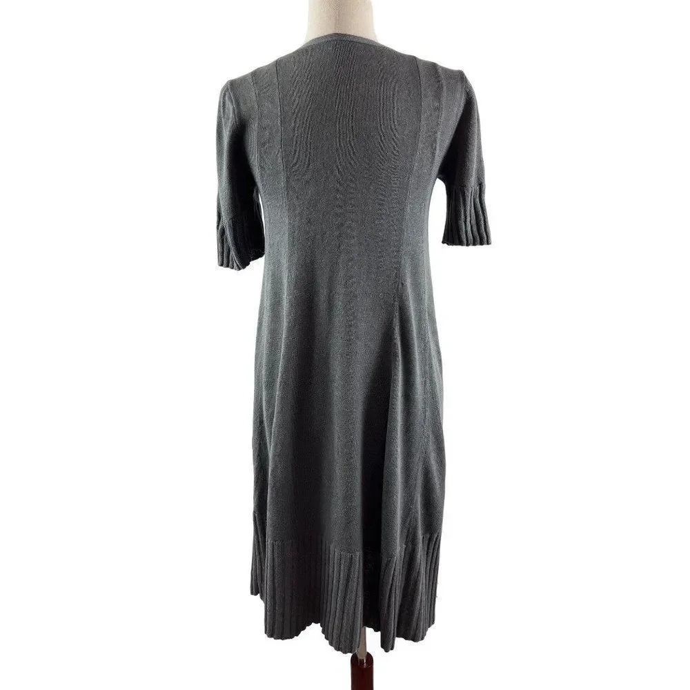 J. Jill Linen Blend Midi Dress Gray XS Petite Lagenlook Oversized Short Sleeve - Picture 5 of 10